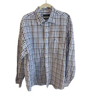 Nautica Tailored Fit Long Sleeve Plaid Wrinkle Resistant Men's Shirt XXL